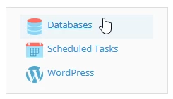 Opţiunea 'Databases' &icirc;n Plesk