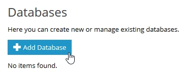Buton adăugare bază de date Plesk